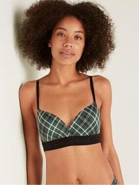 PINK Victoria's Secret Black Bralette with Pink Logo Band